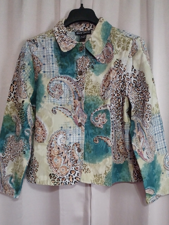 Gaudy Couture Jackets & Blazers - Gaudy Couture Paisley Animal Print Denim Jacket Rhinestones Button Front Sz M
